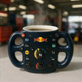 Red Bull F1 Steering Wheel Mug — Racing Novelty Coffee Cup